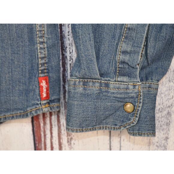 Wrangler Red Label Men’s XL Pearl Button Western Cowboy Shirt Blue - Picture 5 of 6